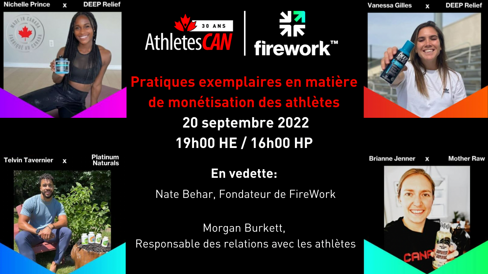 AthlètesCAN et FireWork organiseront un webinaire pour les membres sur les pratiques exemplaires en matière de monétisation des athlètes le 20 septembre