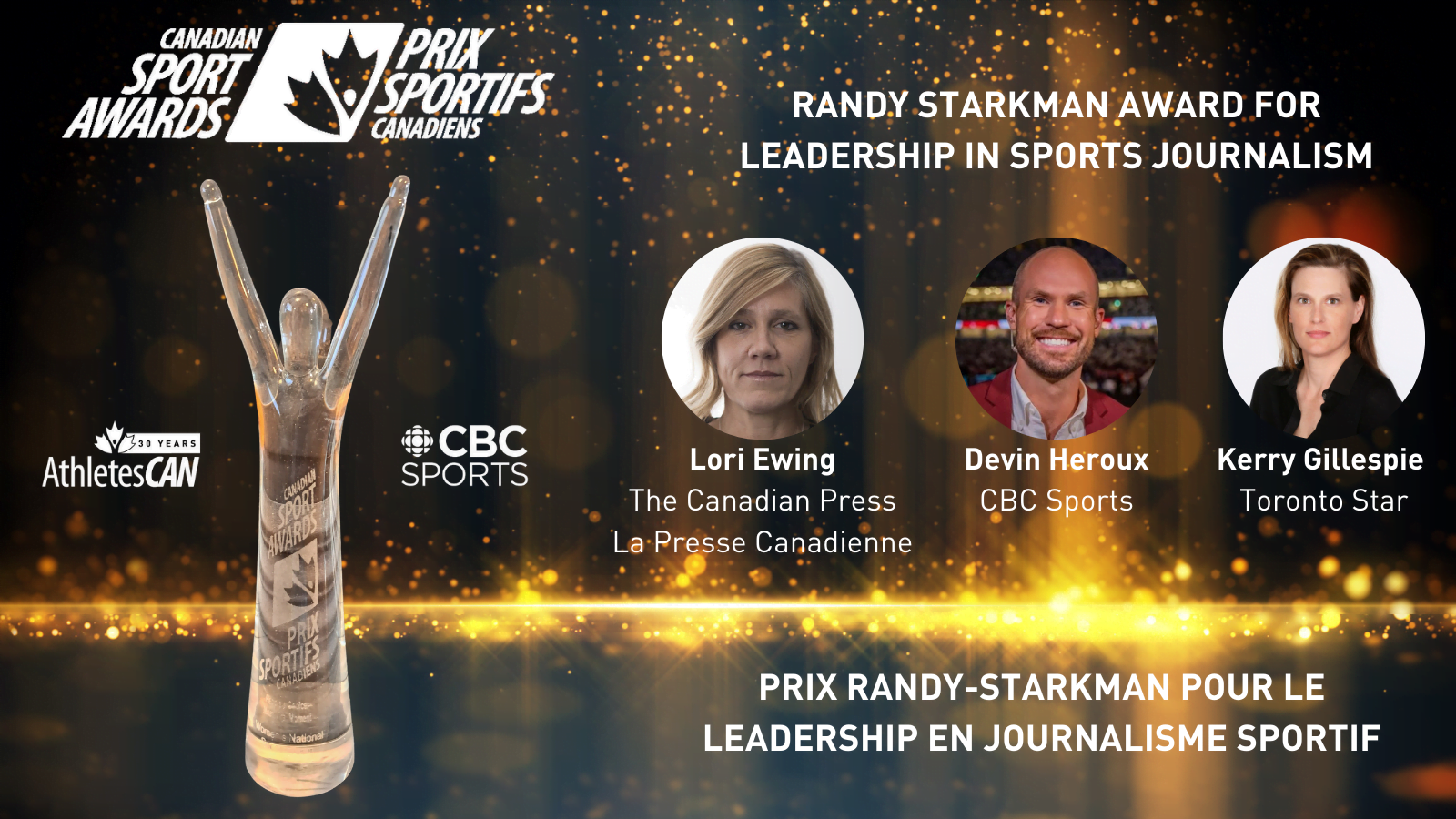 45es Prix sportifs canadiens : Nomimés de Prix Randy-Starkman pour le leadership en journalisme sportif