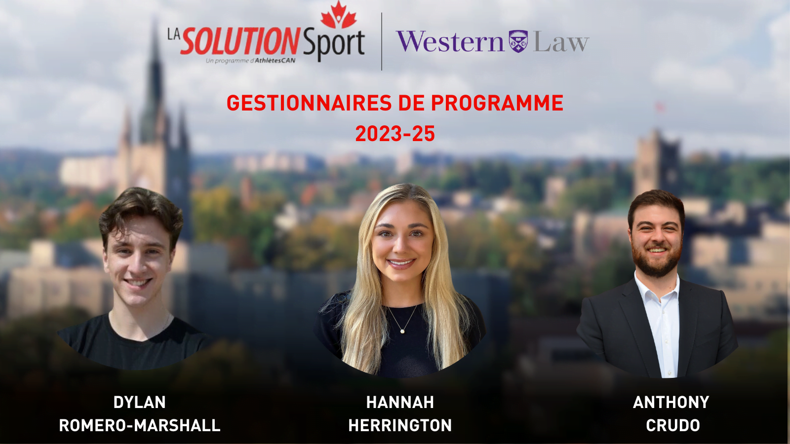 AthlètesCAN et la Faculté de droit de Western dévoilent les gestionnaires de programme de la Solution Sport 2023-25